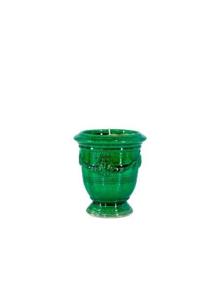 Anduze mini vase green with candle n°7 D13cm - H14cm