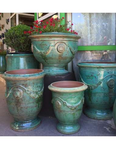 Vase d'Anduze patine émeraude