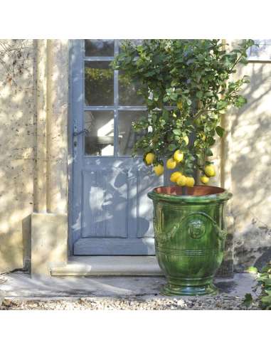 Vase d'Anduze émaillé tradition vert