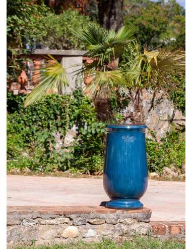Traditional blue lavender glazed oil jar