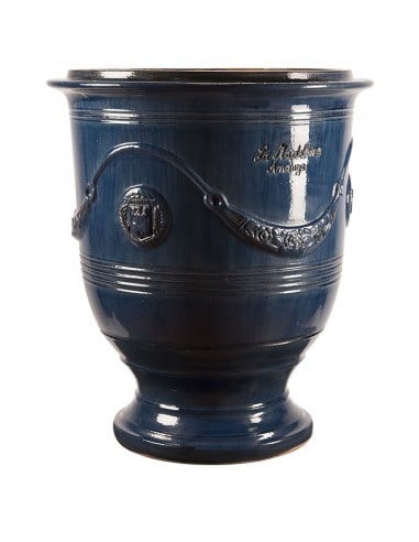 Vase d'Anduze émaillé tradition bleu