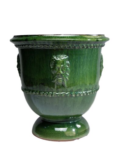 Vase tête de Faune émaillé tradition vert