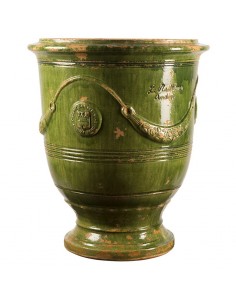 Vase d'Anduze vieilli tradition vert
