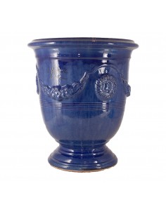 Anduze vase traditionally glazed blue (middle sizes)
