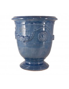Anduze vase traditionally glazed lavender blue (middle sizes)