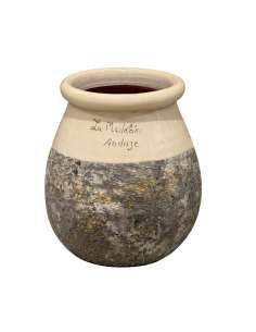 Drop shape Biot jar ivory collar Provence patina Height 30cm