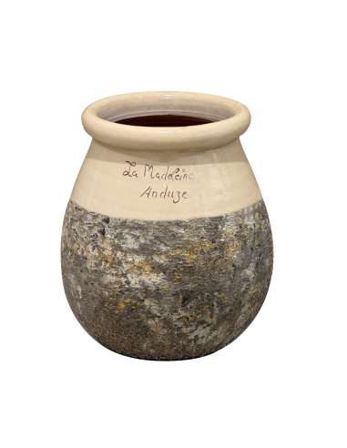 Drop shape Biot jar ivory collar Provence patina Height 30cm