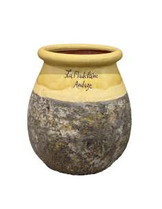 Drop shape Biot jar yellow collar Provence patina H30