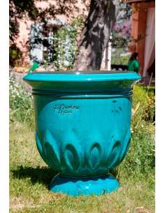 Vase tulipe patine turquoise