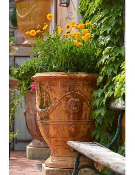 Vase d'Anduze vieilli tradition flammé