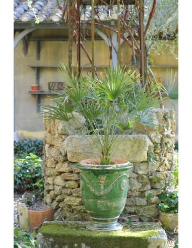 Vase d'Anduze vieilli tradition vert
