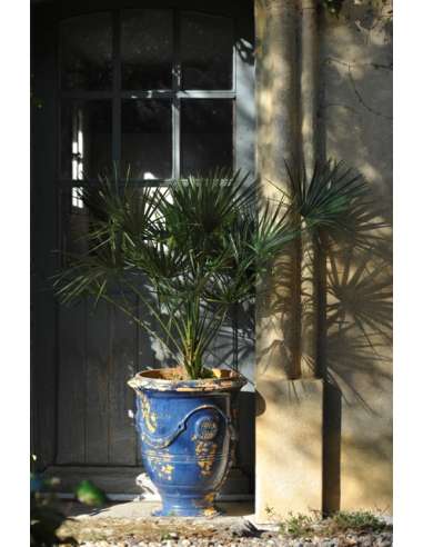Vase d'Anduze vieilli tradition bleu