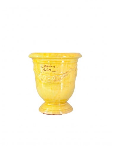 Vase d'anduze émaillé tradition jaune n°6 D21cm - H24cm