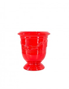 Vase d'Anduze émaillé couleur rouge tomate n°6 D21cm - H24cm