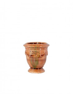Mini vase d'Anduze avec bougie émaillé tradition flammé n°7 D13cm - H14cm