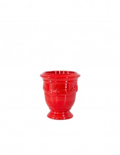 Anduze mini vase glazed color tomato red with candle n°7 D13cm - H14cm