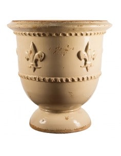 Vase fleur de Lys vieilli tradition ivoire