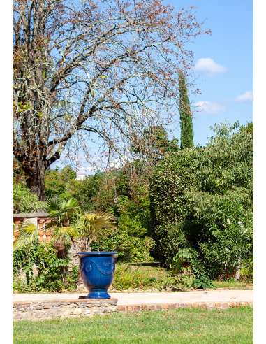 Vase d'Anduze émaillé tradition bleu