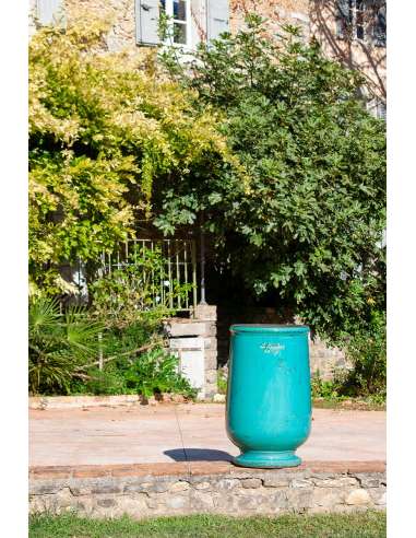 Jarre à huile patine turquoise